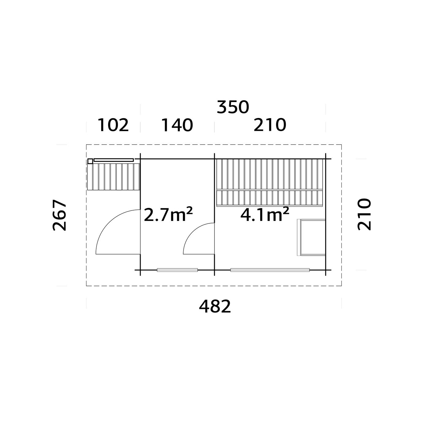 Bastu Palmako Sanna 7,4 m² Fristående Byggsats med Pulpettak
