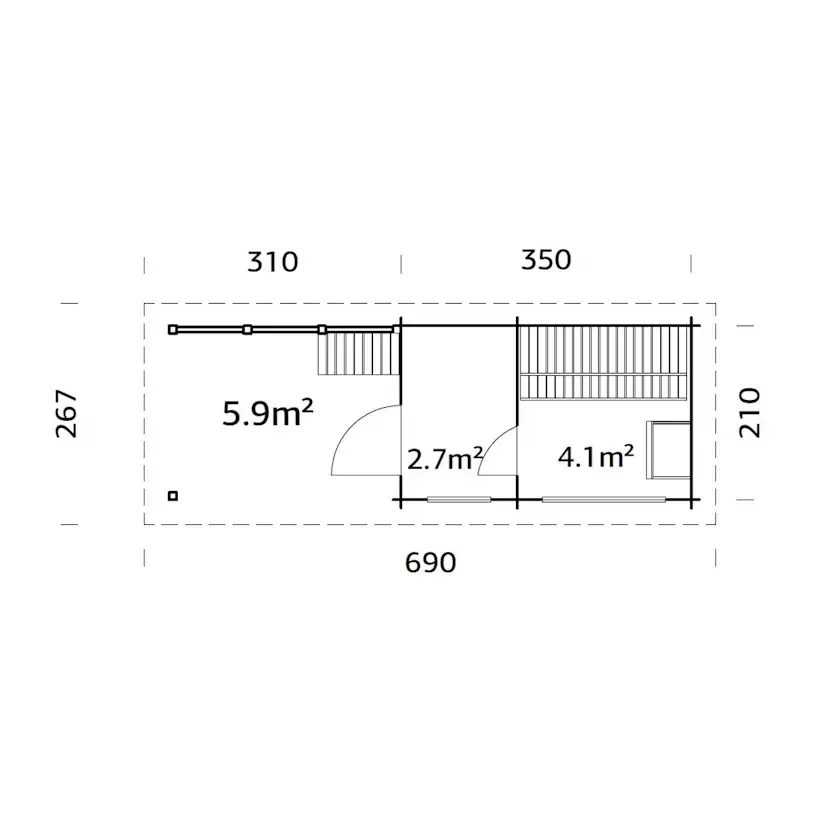 Bastu Palmako Sanna 13,5 m² Fristående Byggsats med Pulpettak