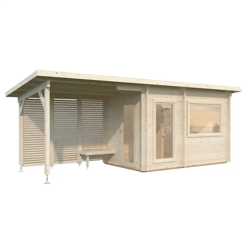 Bastu Palmako Sanna 13,5 m² Fristående Byggsats med Pulpettak