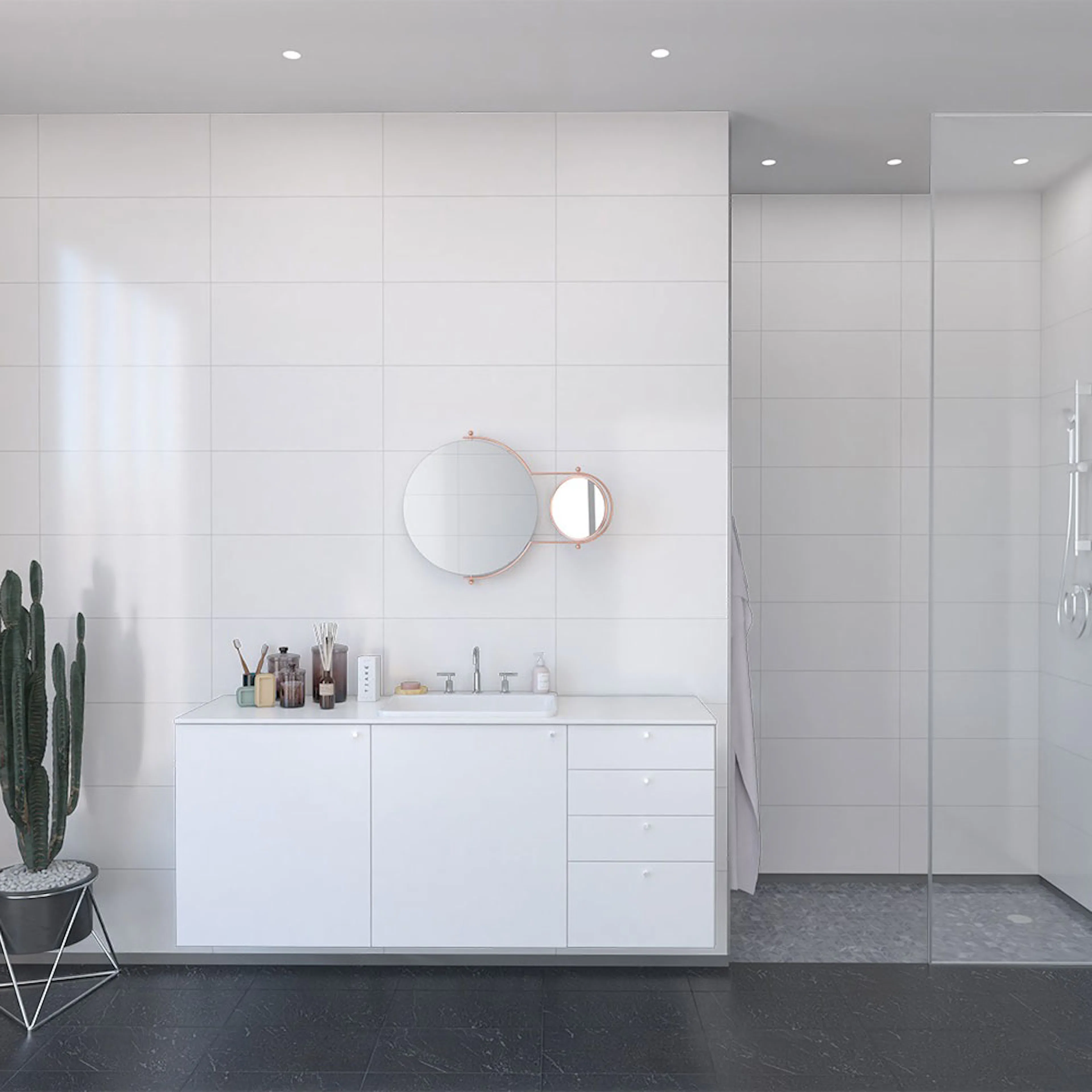 Våtrumsskiva Fibo Denver White 3091-LM6030HG