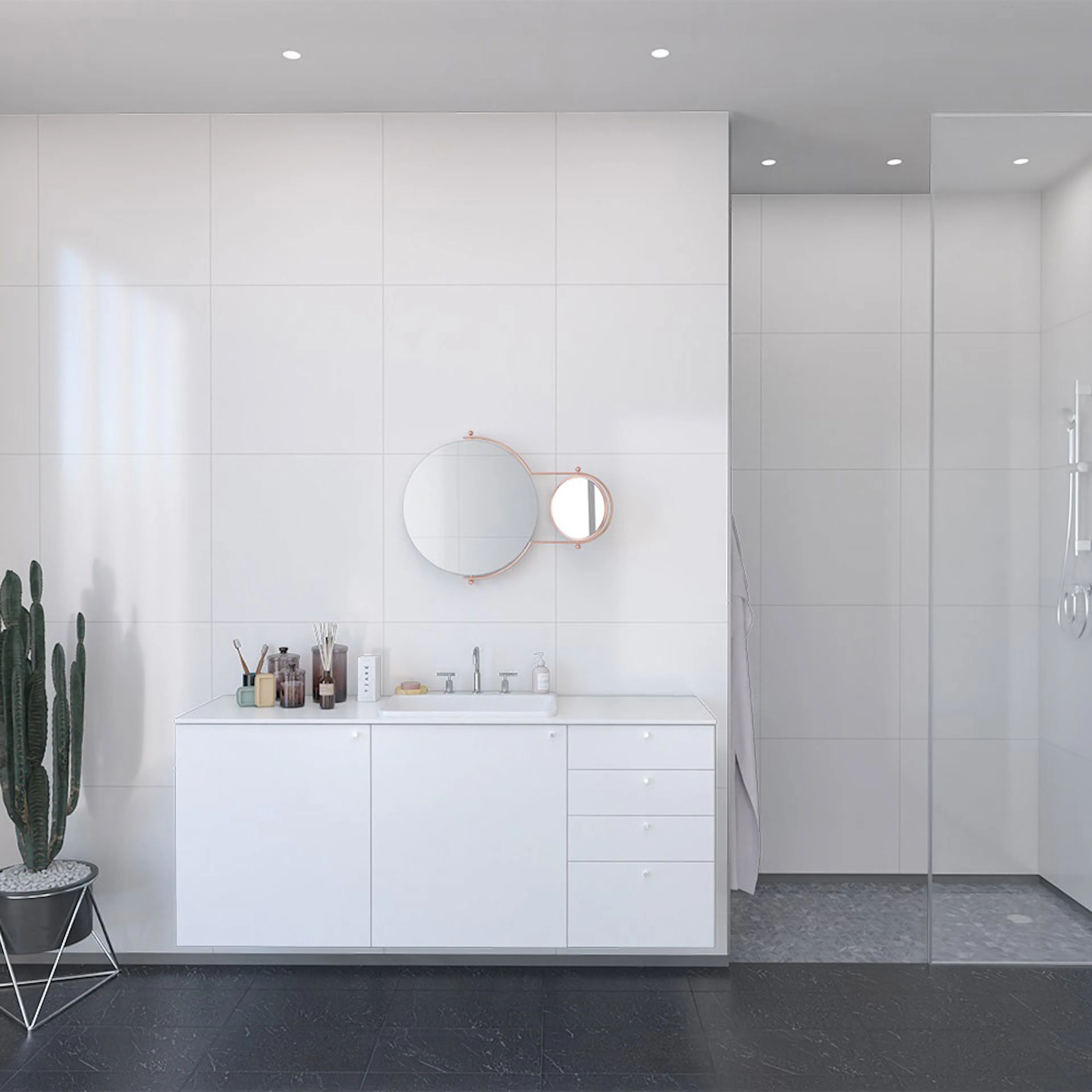 Våtrumsskiva Fibo Denver White 3091-LM6060HG