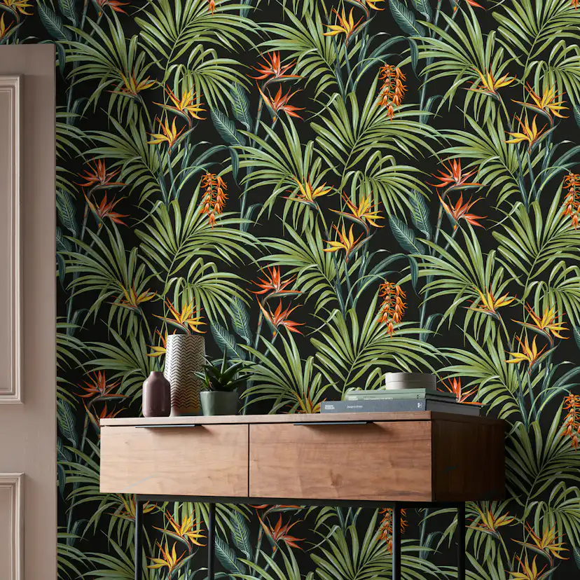 Tapet Superfresco Easy Strelitzia Leaves Mångfärgad