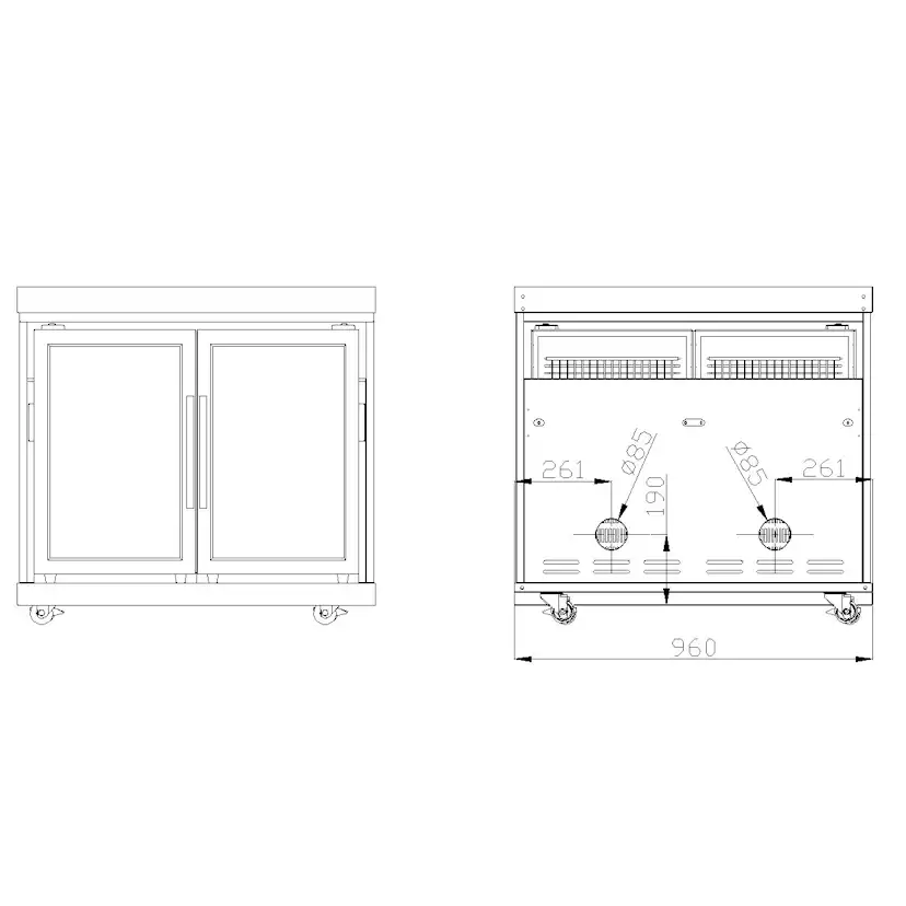 Fristående Kylskåp Myoutdoorkitchen Classic Line Stainless 304SS Modul med Dubbeldörrar