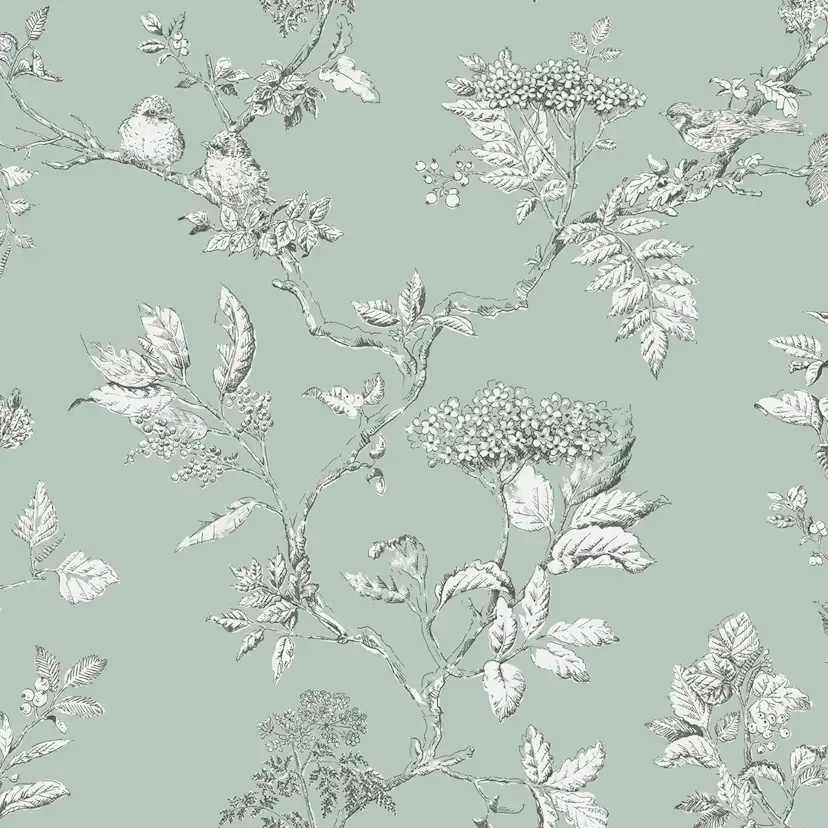 Tapet Laura Ashley Elderwood Enteneier Blå