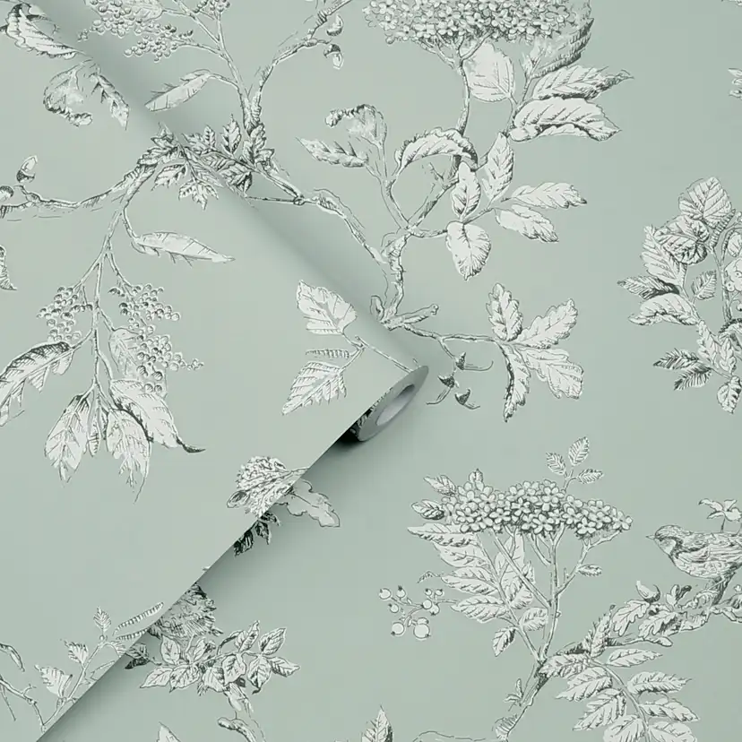 Tapet Laura Ashley Elderwood Enteneier Blå