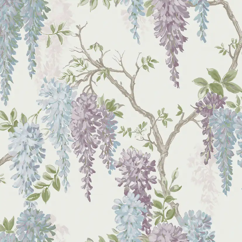 Tapet Laura Ashley Wisteria Garden Pale Iris 113356 EasyUp, Mönstrad Flerfärgad