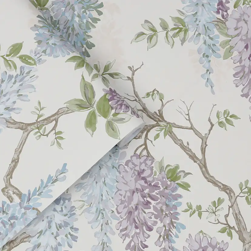 Tapet Laura Ashley Wisteria Garden Pale Iris 113356 EasyUp, Mönstrad Flerfärgad