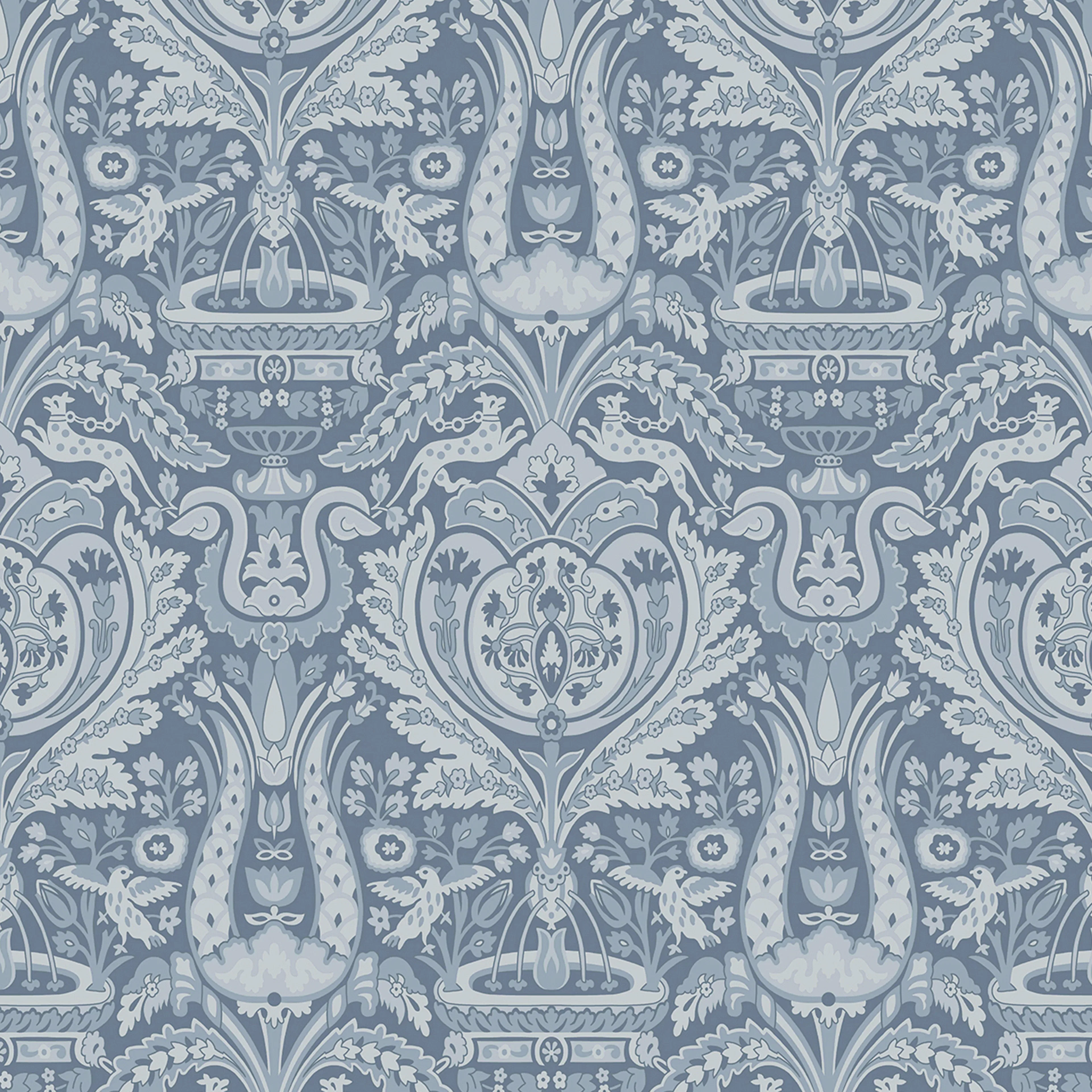 Tapet Laura Ashley Heraldic Damask Dusky Seaspray