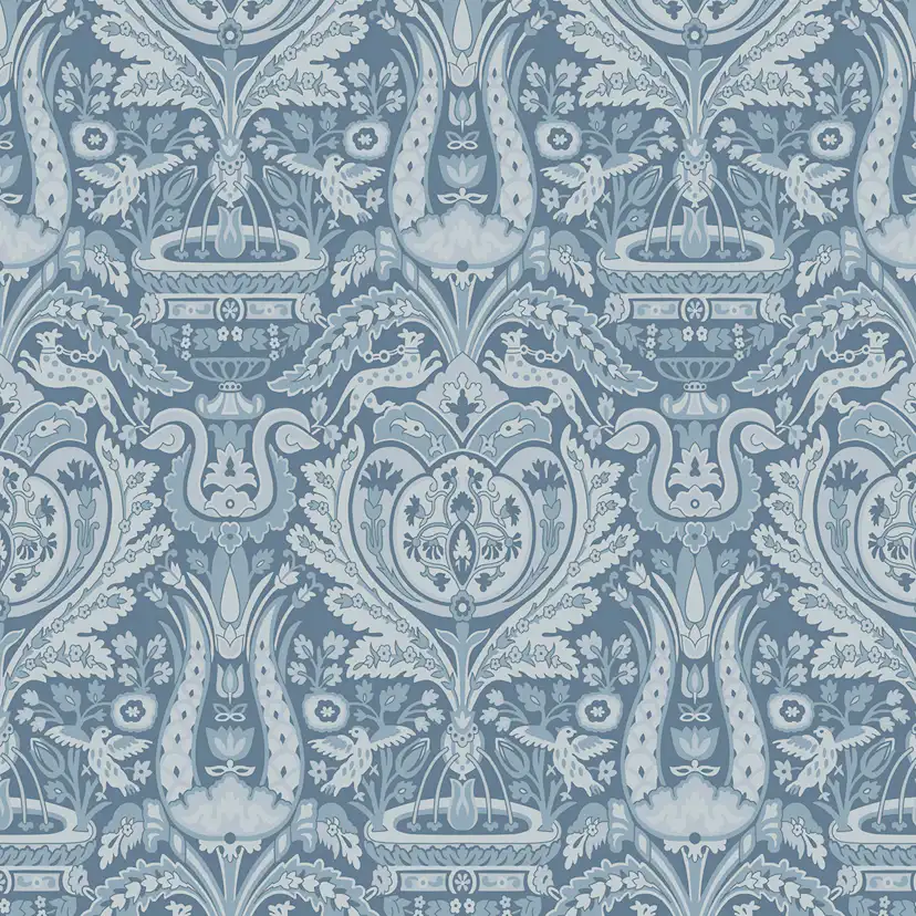 Tapet Laura Ashley Heraldic Damask Dusky Seaspray