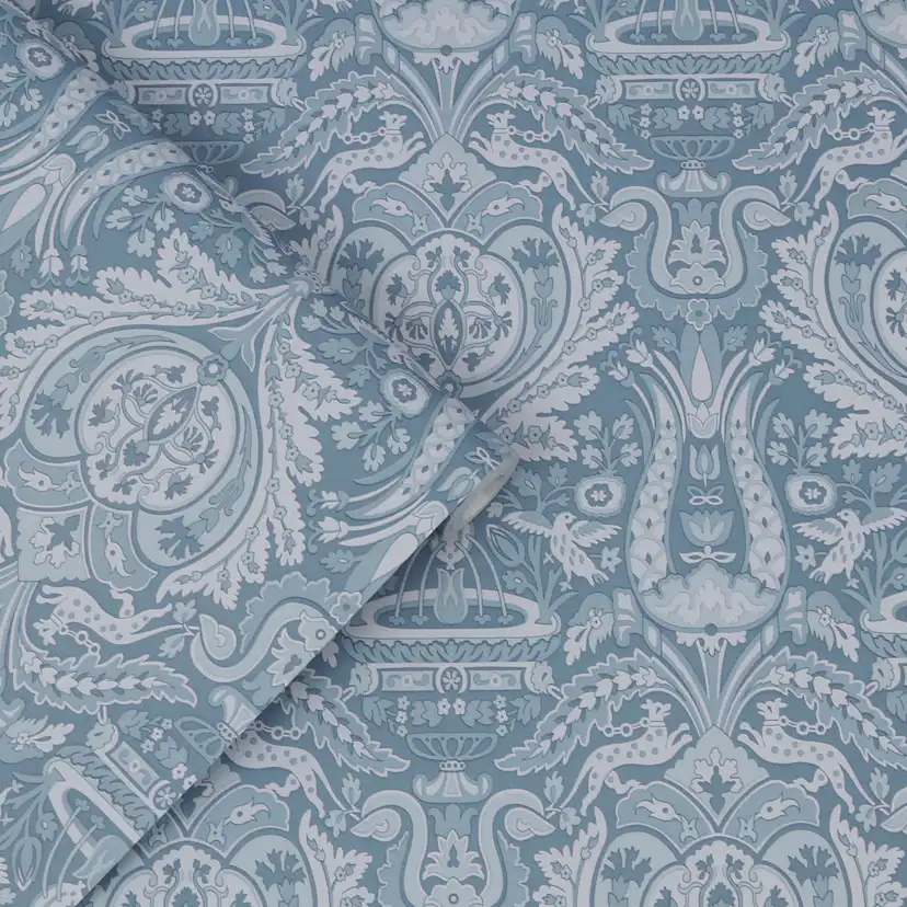 Tapet Laura Ashley Heraldic Damask Dusky Seaspray