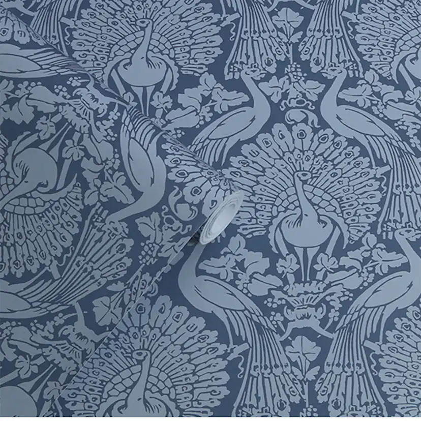 Tapet Laura Ashley Peacock Damask Dusky Seaspray