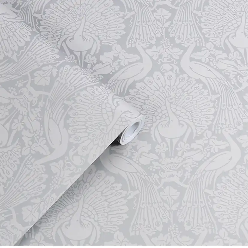 Tapet Laura Ashley Peacock Damask Pale Slate