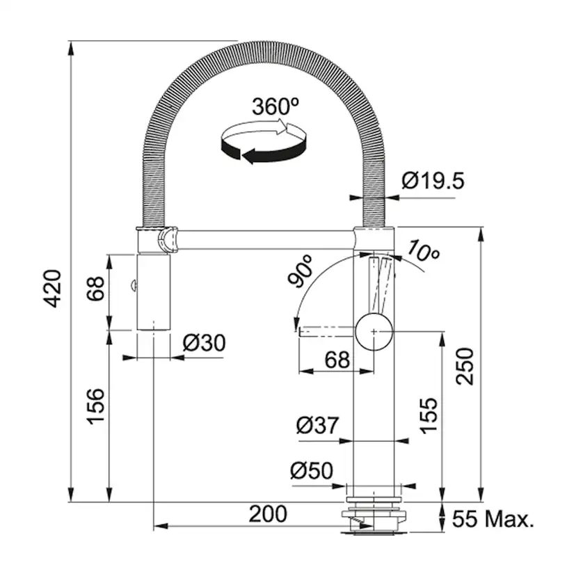Köksblandare Franke Pescara Semi-Pro L Engreppsblandare Krom med Svängbar Pip