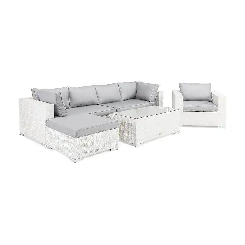 Loungegrupp Comfort Garden Bahamas 5-sits Bord Divan/Bord Utefåtölj Vit Utomhus