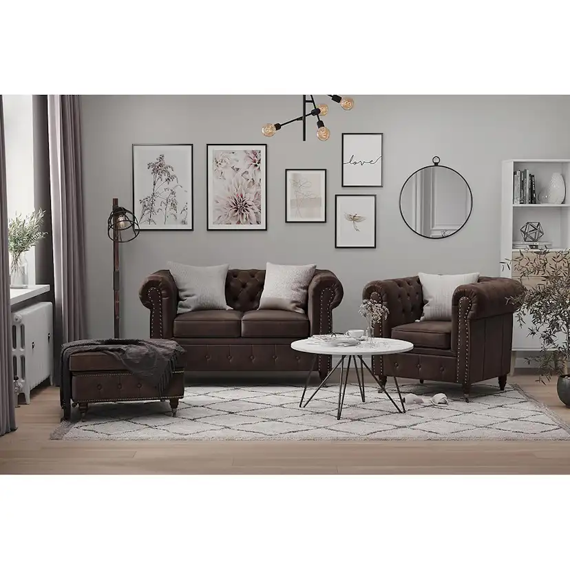 2-sitssoffa Manor House Chesterfield Deluxe Konstläder