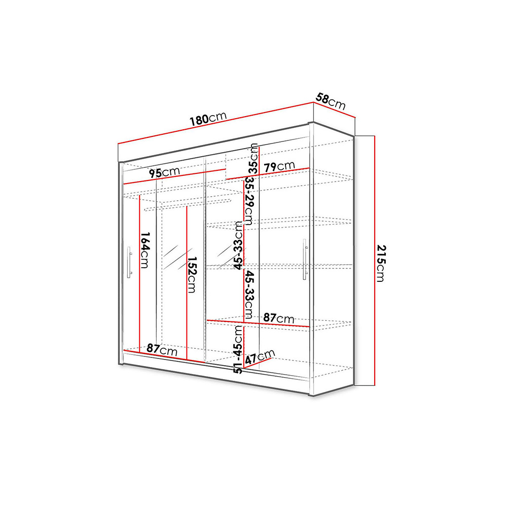 Garderob Scandinavian Choice Prag Skjutdörrar Smal Spegel