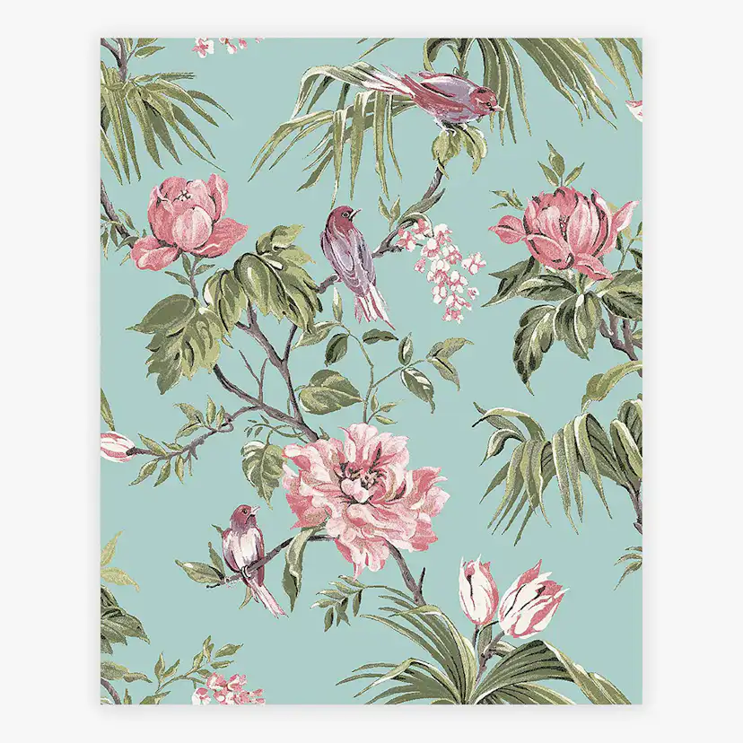 Tapet NEXT Birds & Blooms Duck Egg
