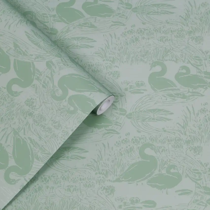 Tapet Laura Ashley Swans Jade Grön 118472