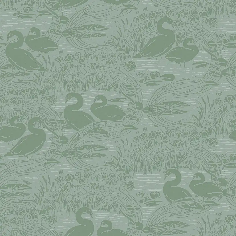 Tapet Laura Ashley Swans Jade Grön 118472