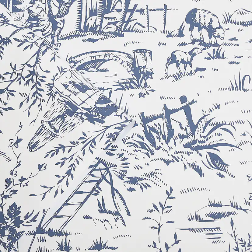 Tapet Laura Ashley Toile De Jouy Dark Seaspray Blå 118494