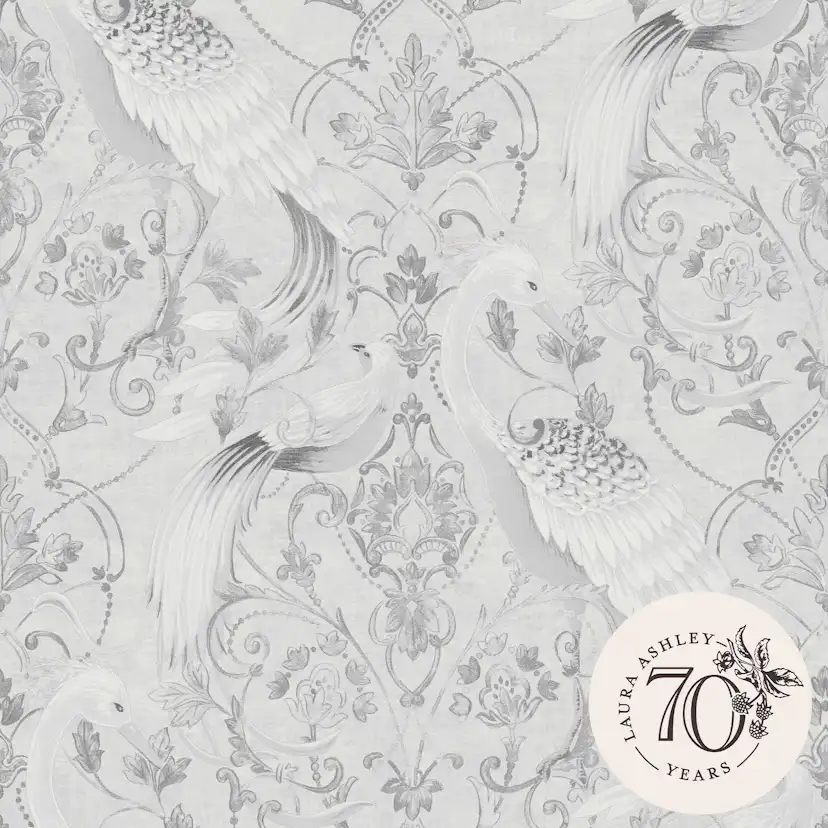 Tapet Laura Ashley Tregaron Silver 119868 EasyUp, Mönstrad Silver