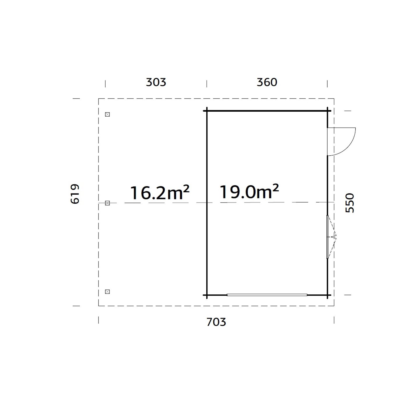 Garage Palmako Roger med Carport 36,5 m2