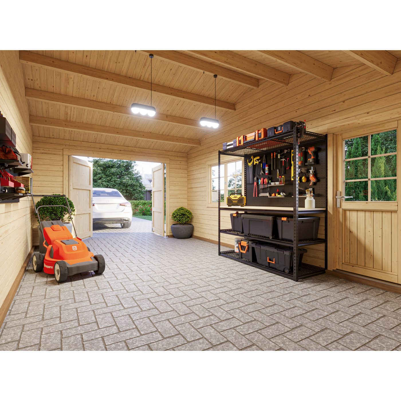 Garage Palmako Roger med Carport 36,5 m2 och Slagport