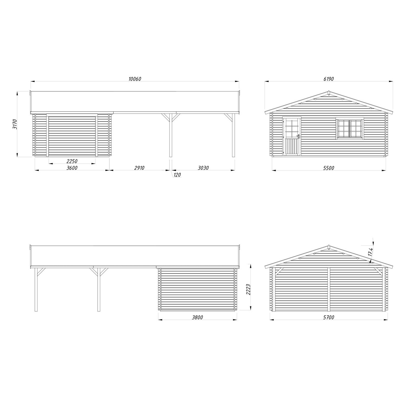 Garage Palmako Roger med Carport 53,1 m2