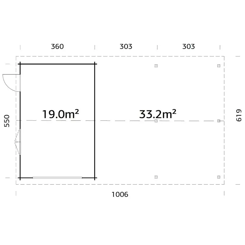 Garage Palmako Roger med Carport 53,1 m2