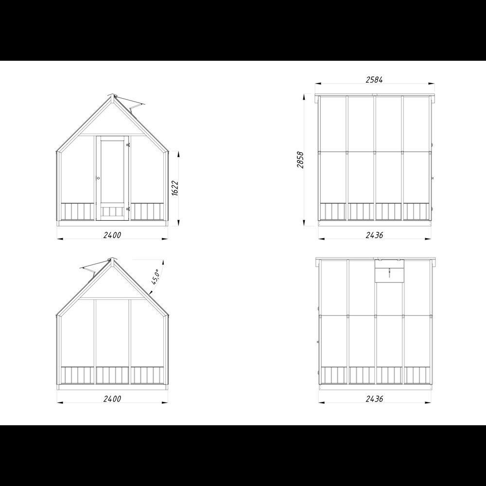 Växthus Palmako Emilia 5,8 m² (inv. 5,4 m²)