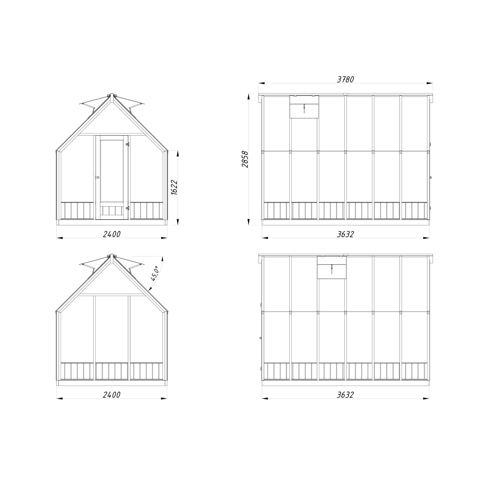 Växthus Palmako Emilia 8,7 m² (inv. 8,2 m²)
