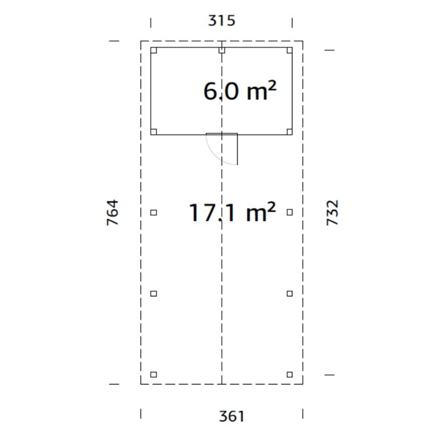Carport Palmako Robert 23,1 m2 med Förråd