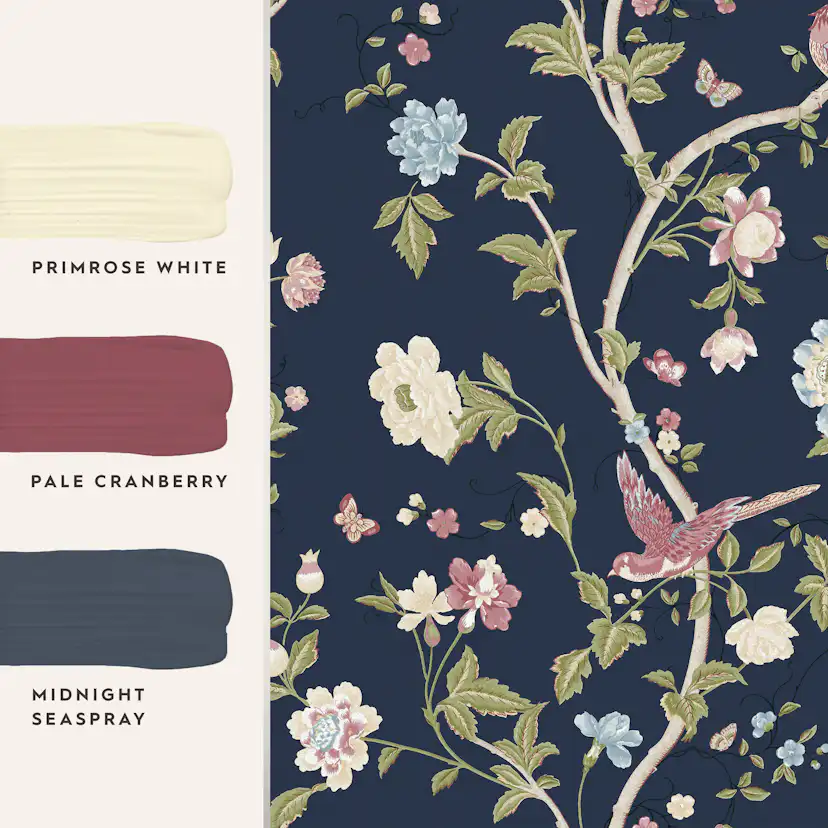 Tapet Laura Ashley Summer Palace Midnight Blå 120134