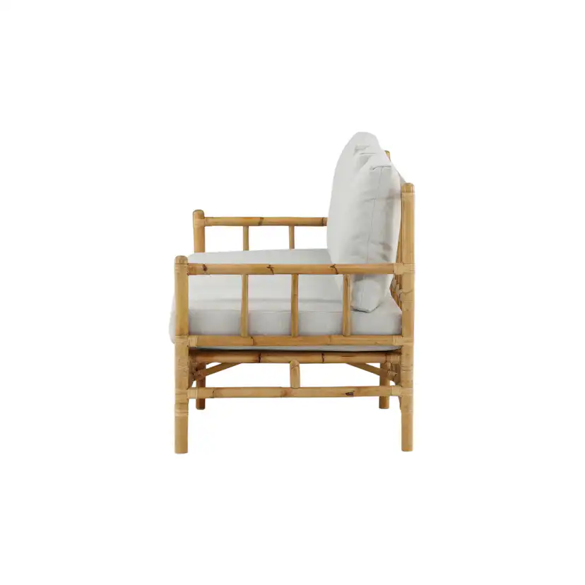 Trädgårdssoffa Venture Home Cane, Naturfärgad Rottingsoffa med Grå Dynor