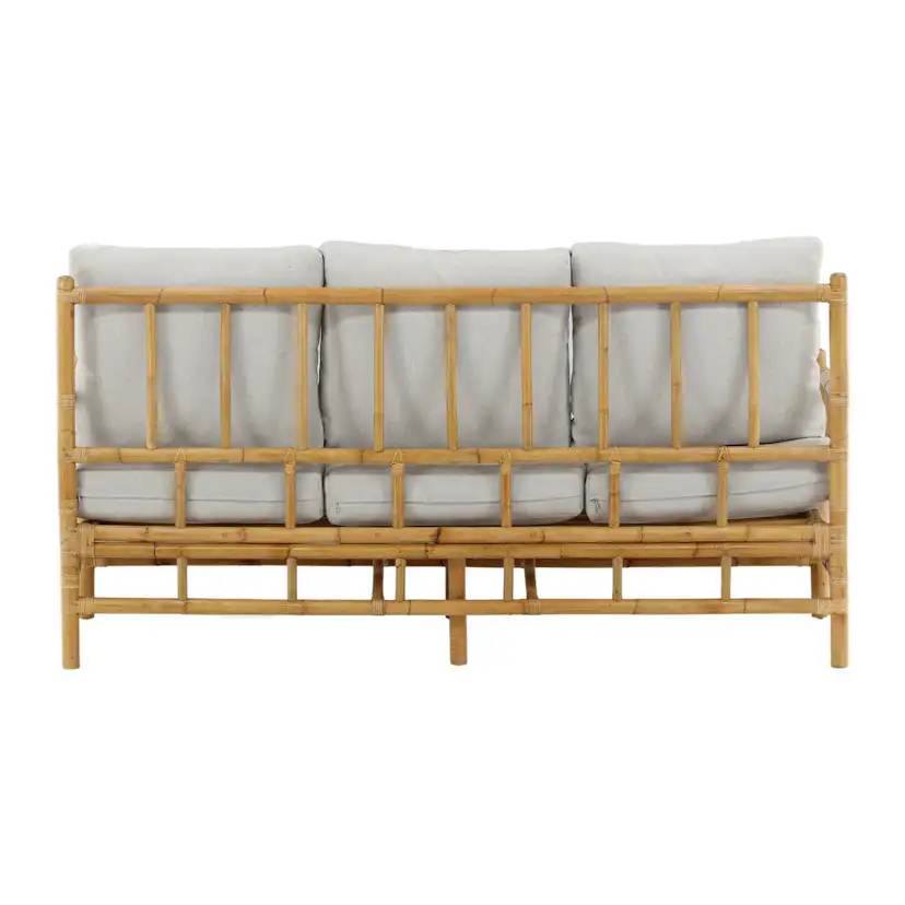 Trädgårdssoffa Venture Home Cane, Naturfärgad Rottingsoffa med Grå Dynor