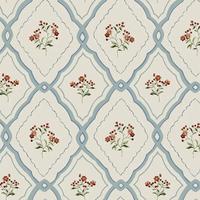 Tapet Laura Ashley Pinford Trellis Pale Seaspray Blå 121066