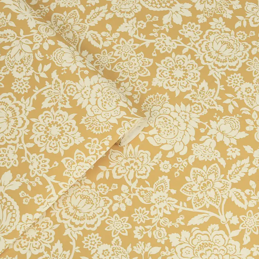 Tapet Laura Ashley Trailing Laurissa Pale Ochre Gul 121072