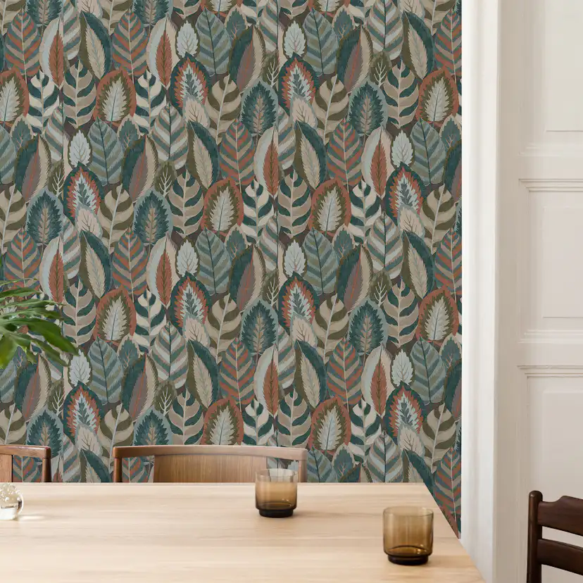 Tapet Sublime Arty Leaves Grn/bl/terra 121126