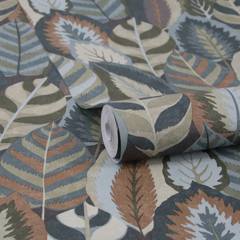 Tapet Sublime Arty Leaves Grn/bl/terra 121126