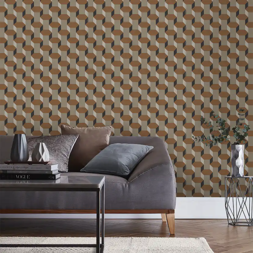 Tapet Sublime Vintage Geometriskmetrics Brun 121138
