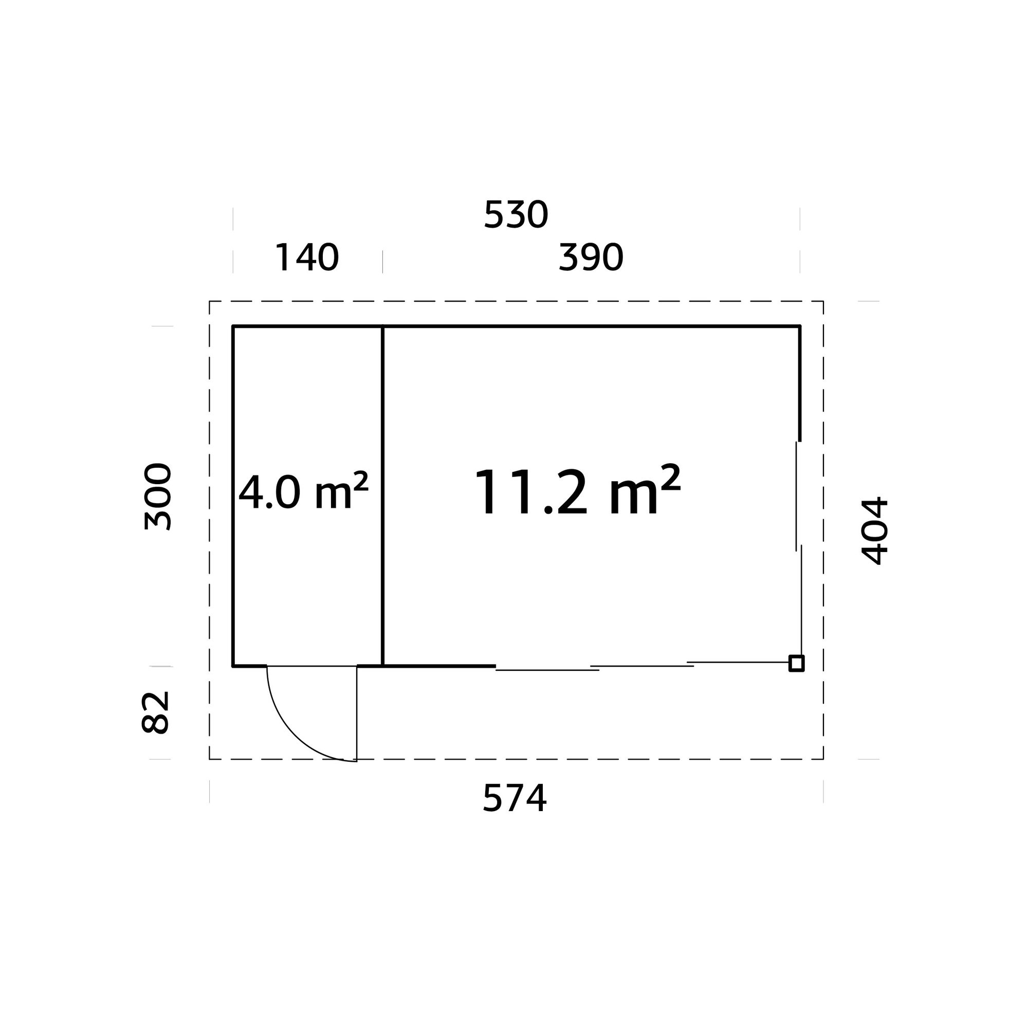 Stuga Palmako Andrea 15,9 m² Slide Plus (inv. 15,2 m²)