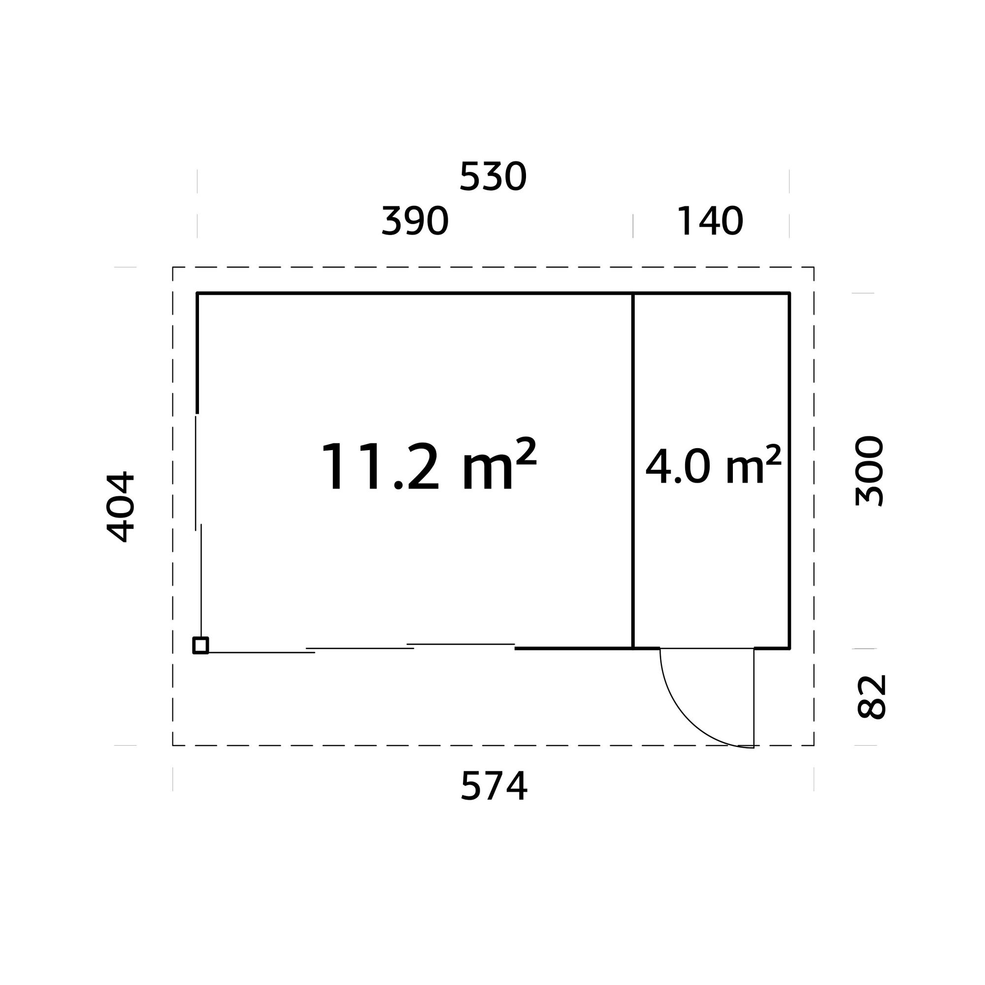 Stuga Palmako Andrea 15,9 m² Slide Plus (inv. 15,2 m²)