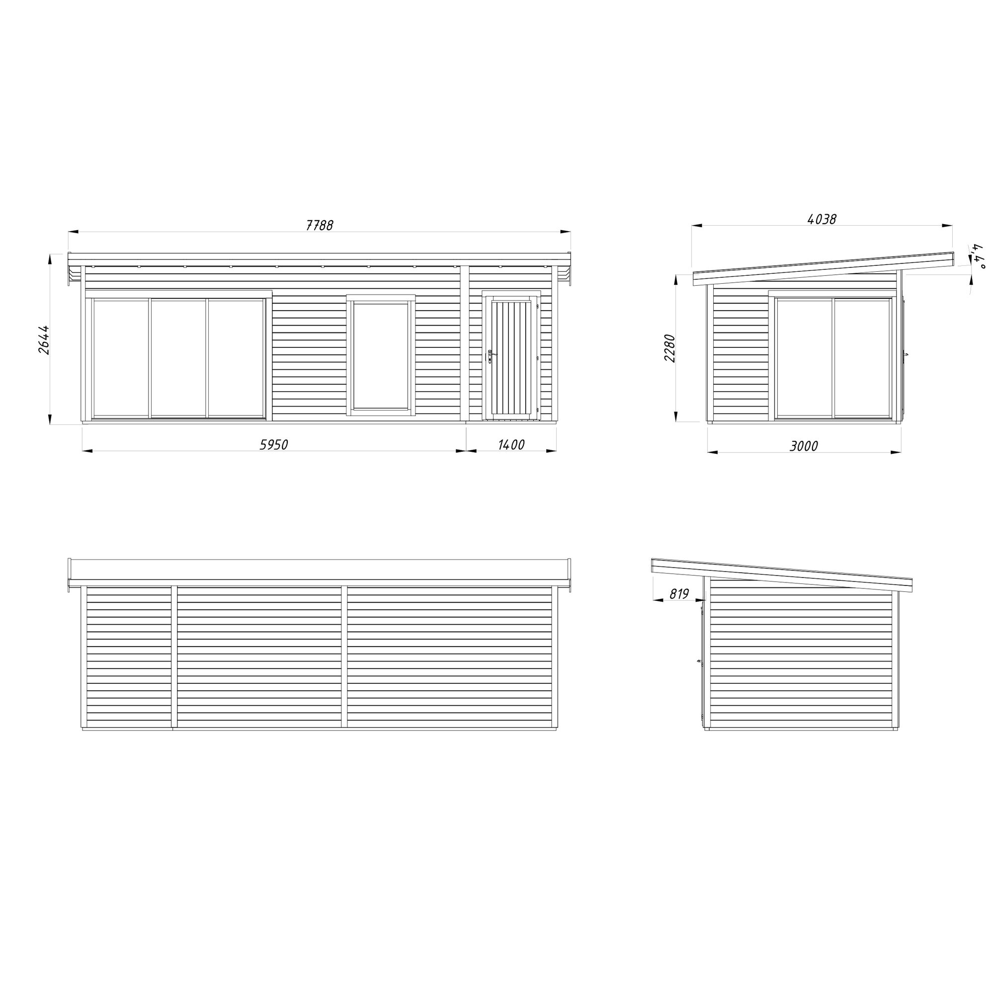 Stuga Palmako Andrea 22,1 m² Slide Plus (inv. 21,1 m²)
