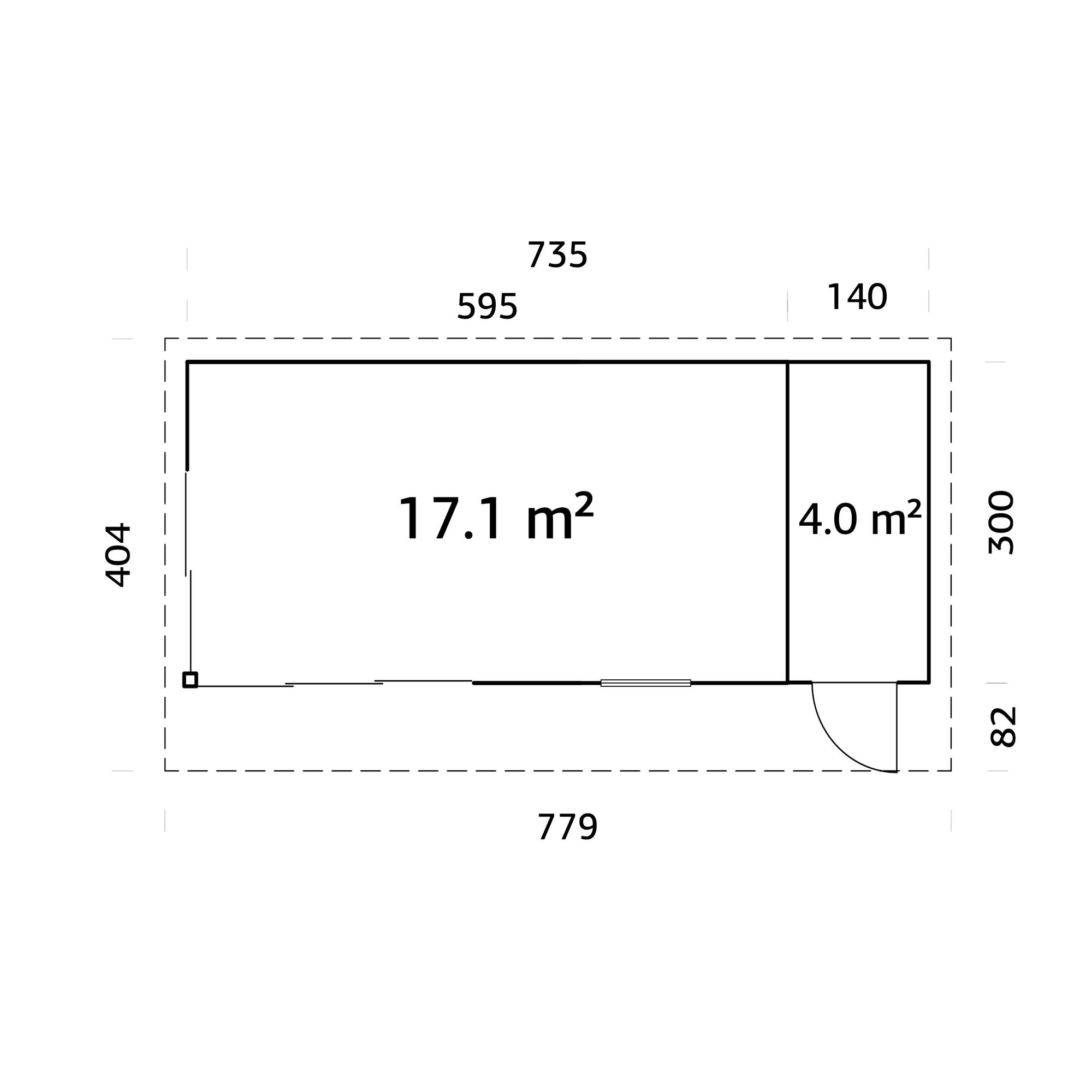 Stuga Palmako Andrea 22,1 m² Slide Plus (inv. 21,1 m²)