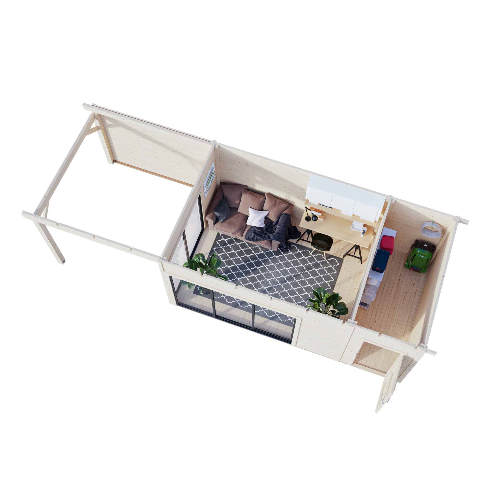 Stuga Palmako Andrea 24,2 m² Slide Plus (inv. 15,2+7,9 m²)