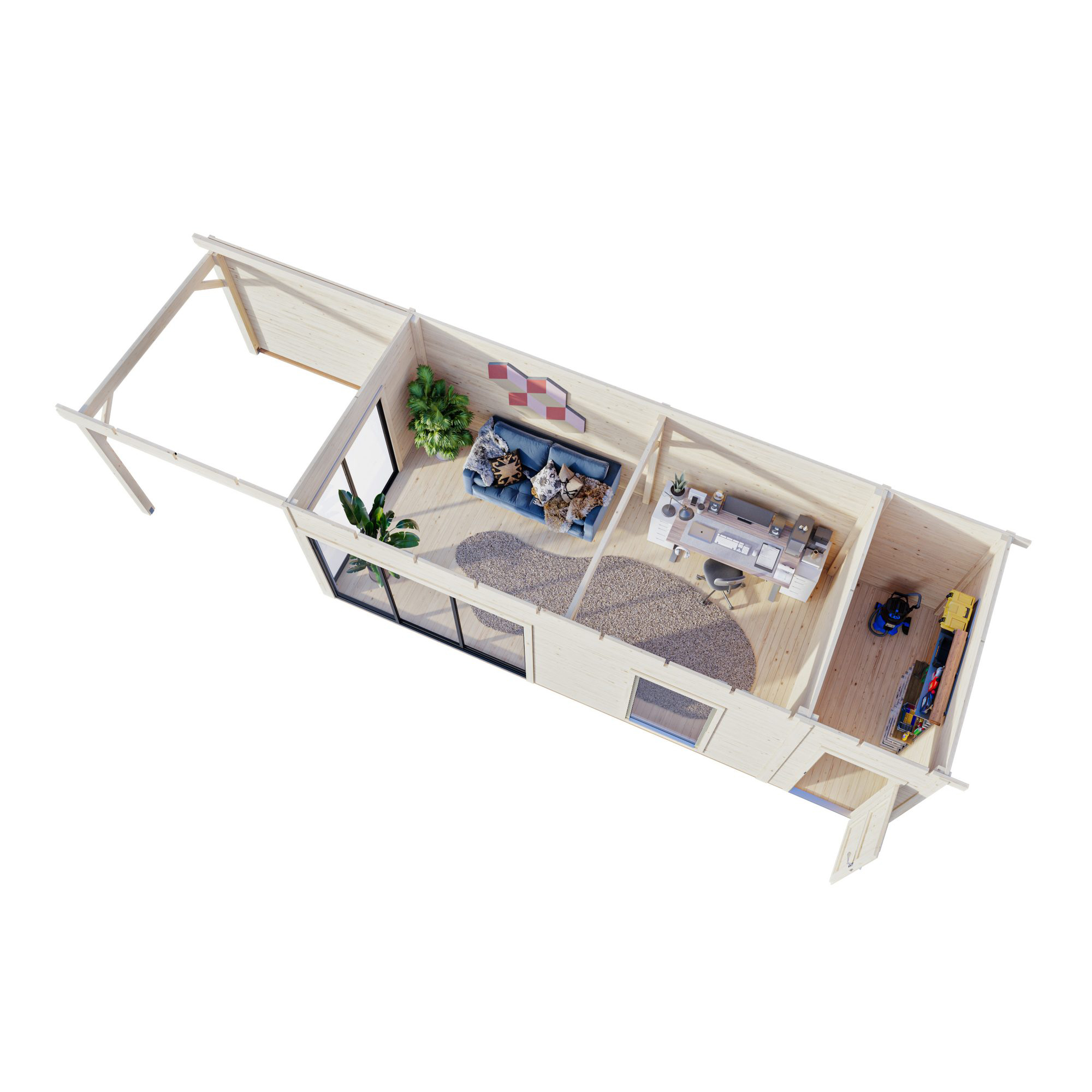 Stuga Palmako Andrea 30,4 m² Slide Plus (inv. 21,1+7,9 m²)