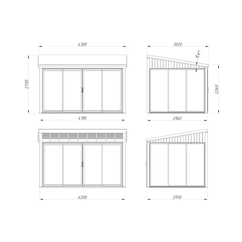 Växthus Palmako Emilia 10,2 m² (inv. 5,4+4,0 m²)