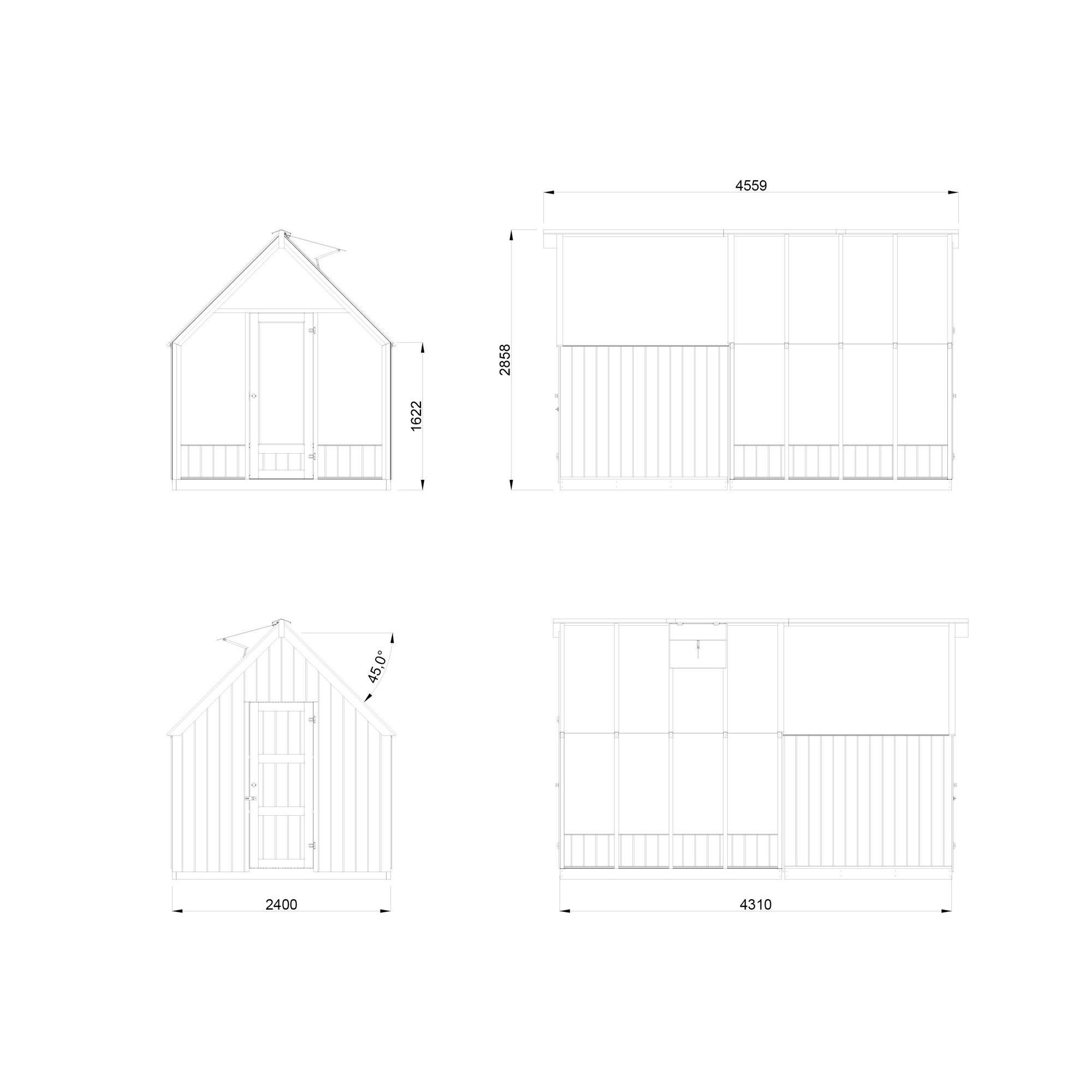 Växthus Palmako Emilia 10,2 m² (inv. 5,4+4,0 m²)