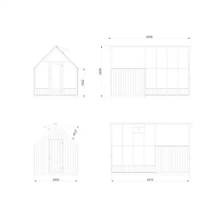 Växthus Palmako Emilia 10,2 m² (inv. 5,4+4,0 m²)