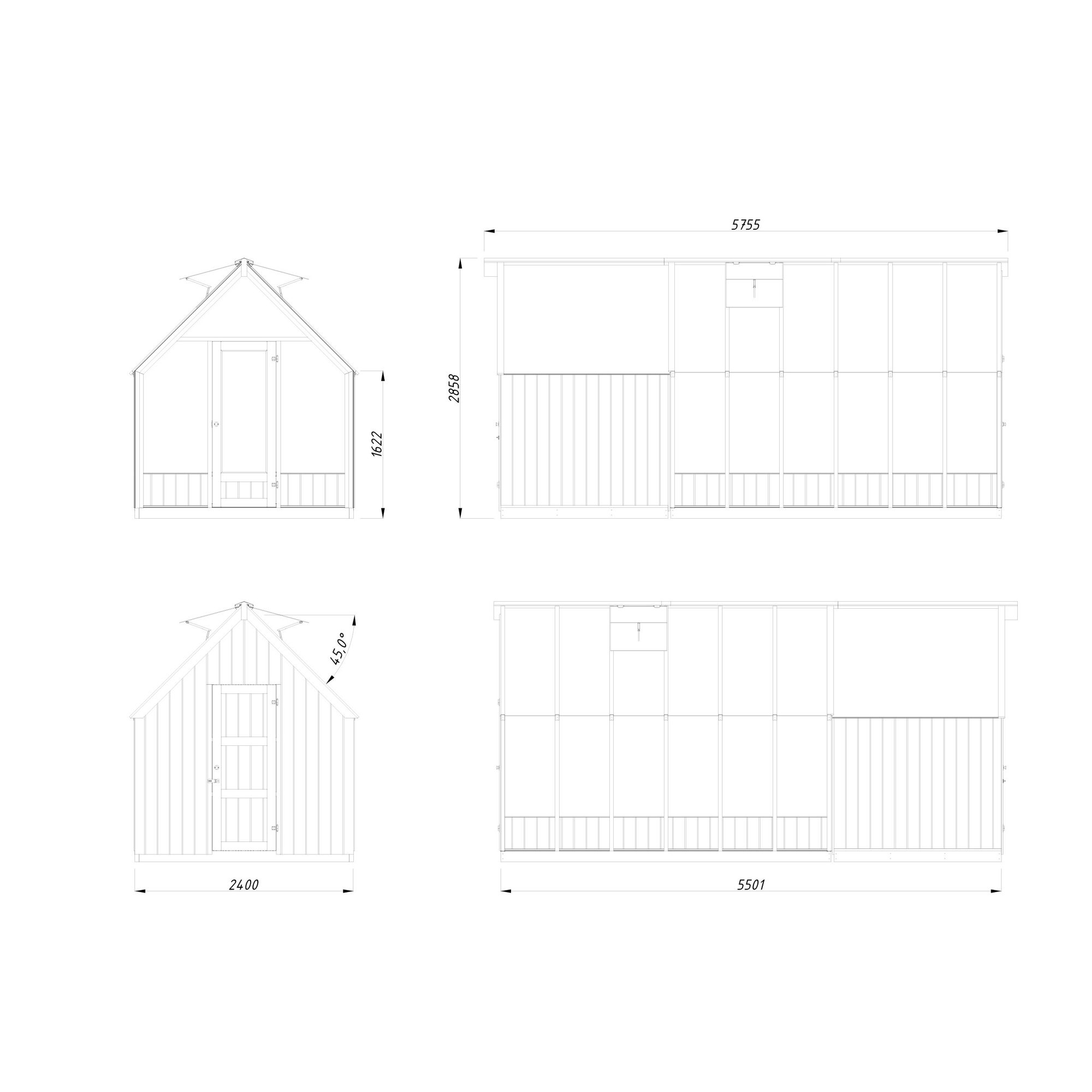 Växthus Palmako Emilia 13,1 m² (inv. 8,2+4,0 m²)